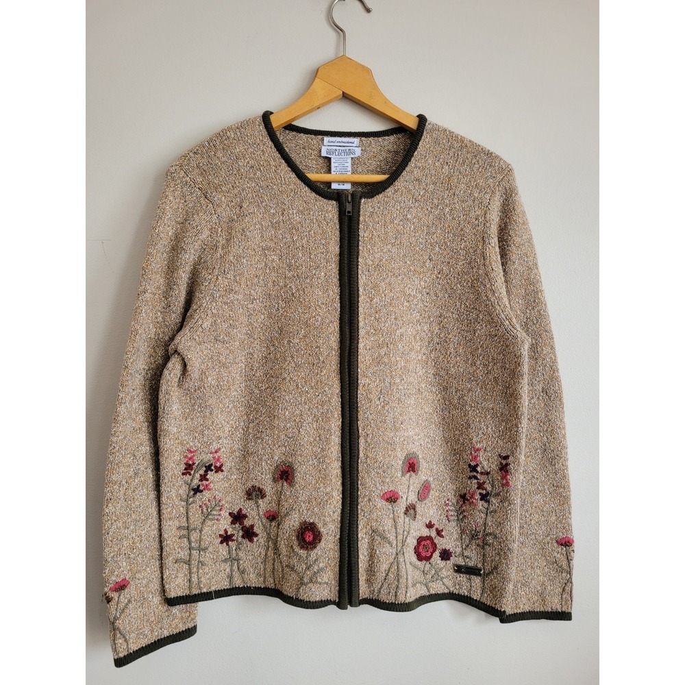 Vintage Northern Reflections Hand Embroider Cottagecore Cardigan‎ Sweater Size M